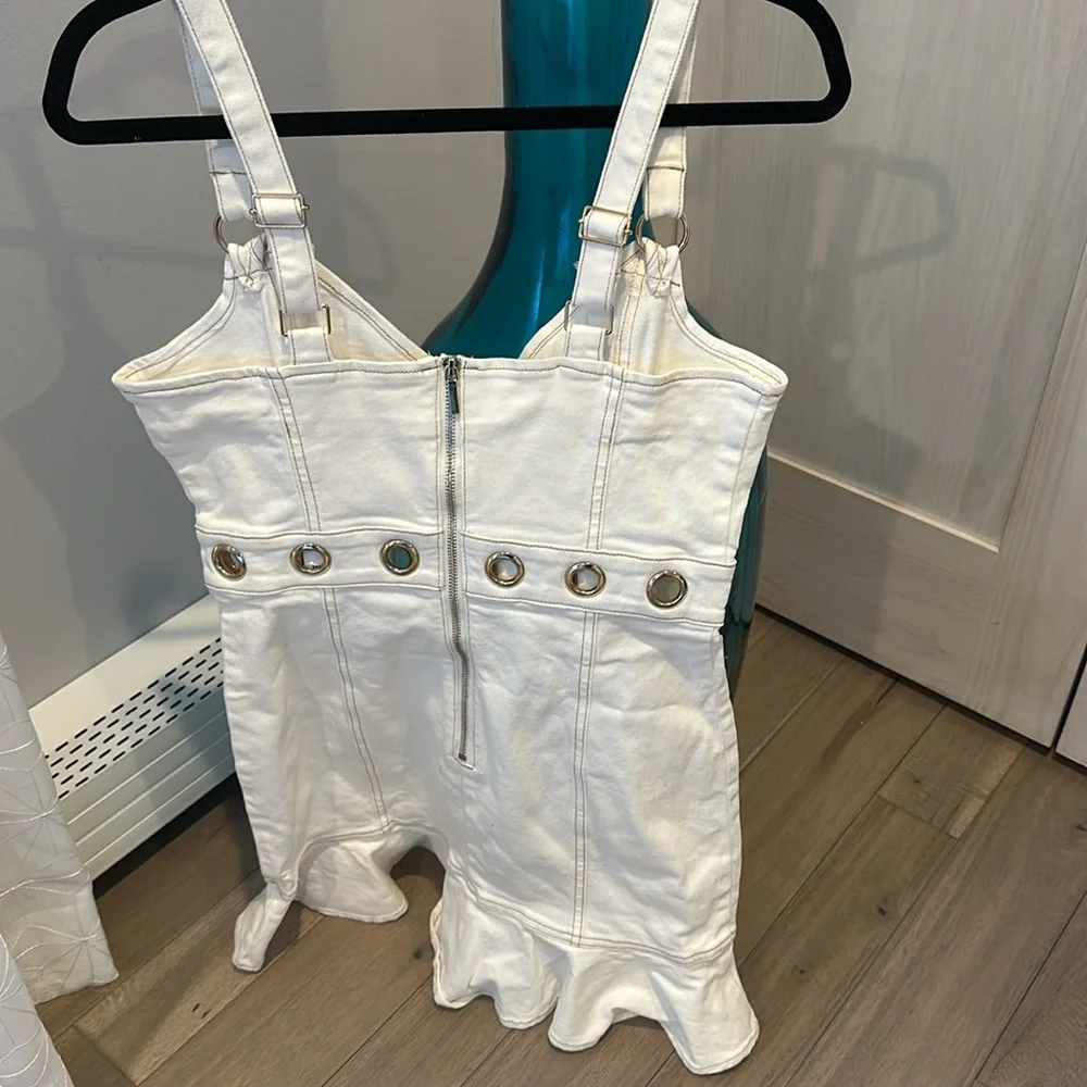 Women’s dress Bebe brand new with tag size 4 white denium. - Picture 2 of 4